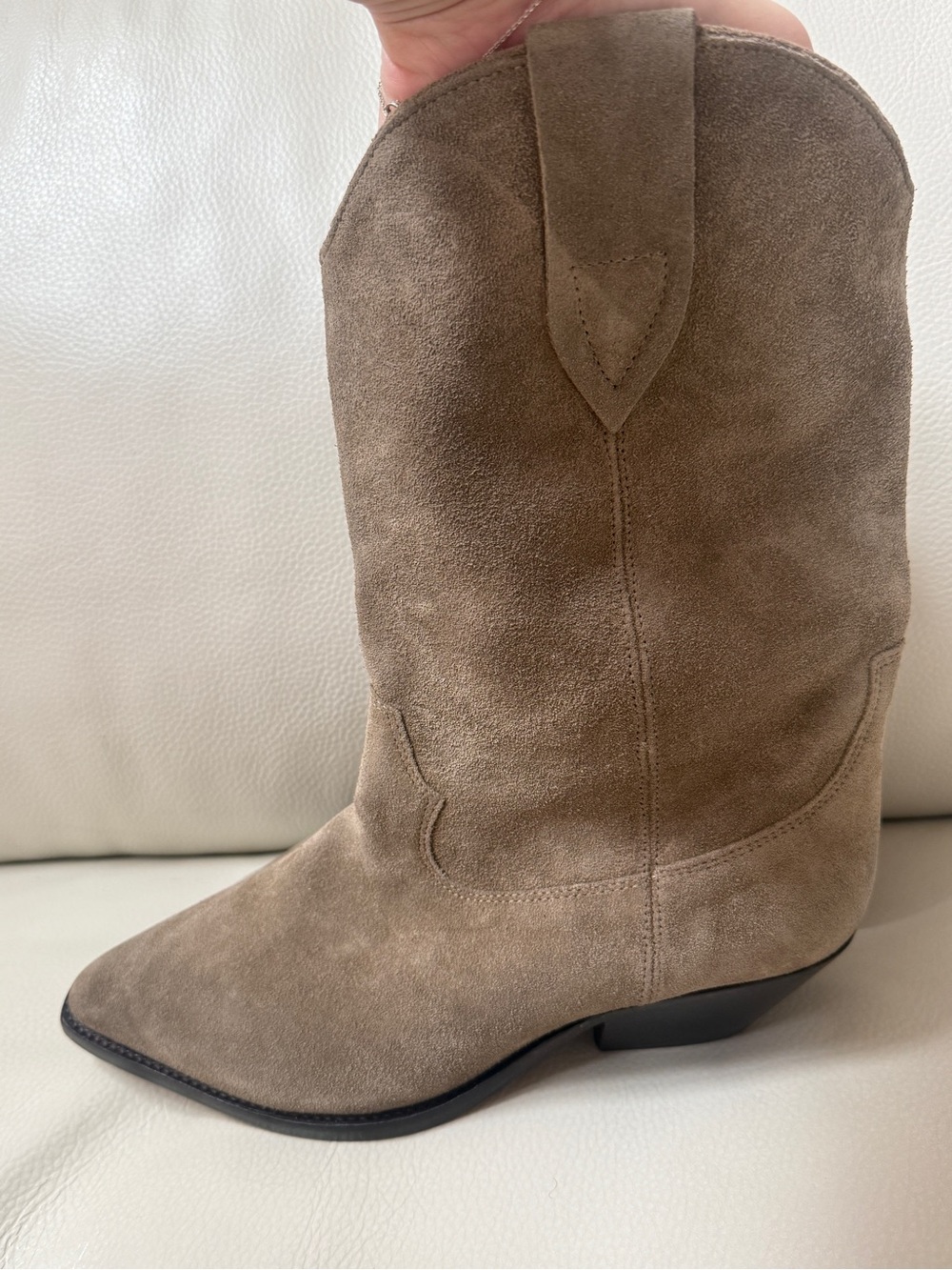 Isabel Marant Duerto 40MM Suede Western Boots Suede  Cowboy Taupe Sz 39 - Picture 9 of 10